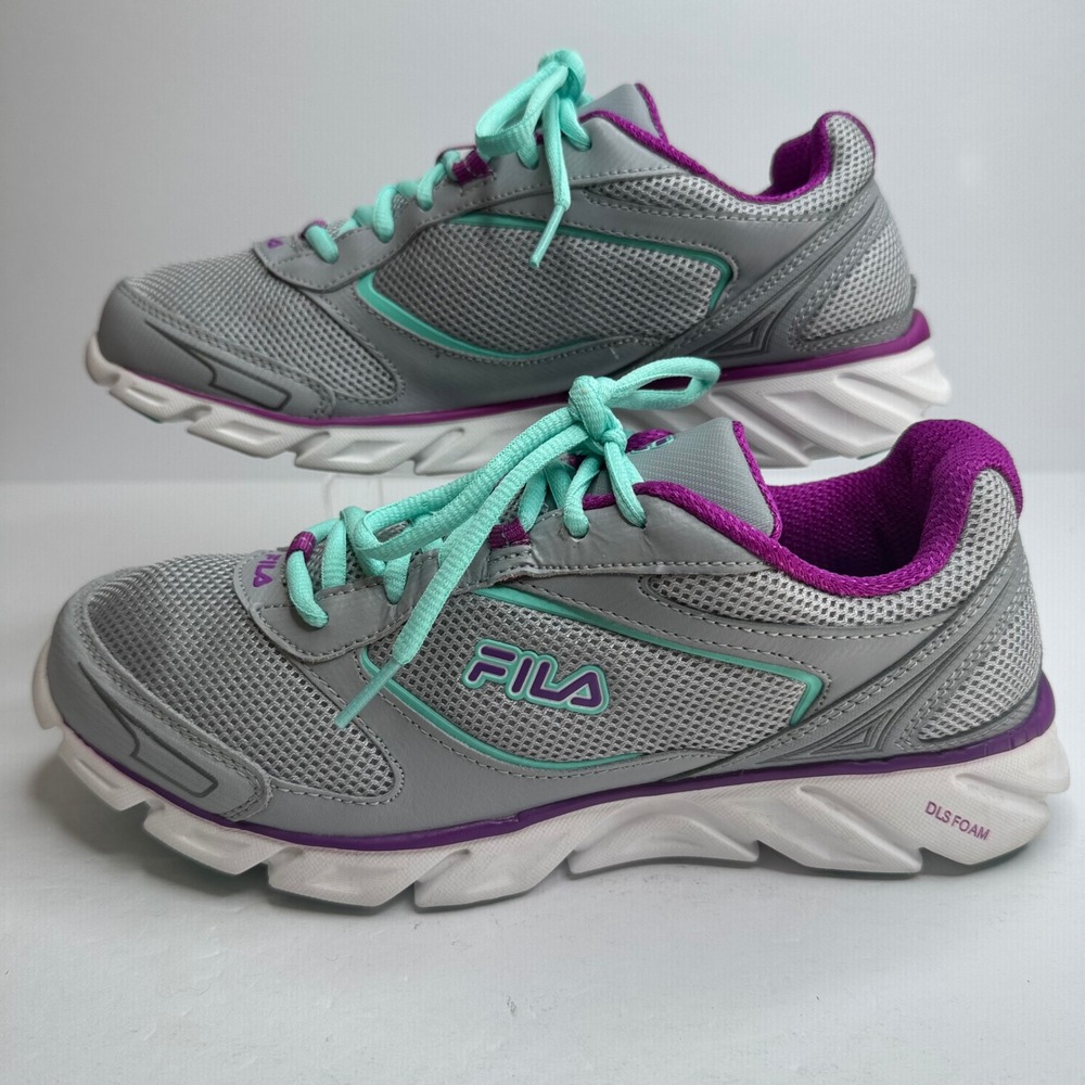 Fila DLS Foam Womens Running Shoes Grey Purple Teal 5HR18039-077 Size 9